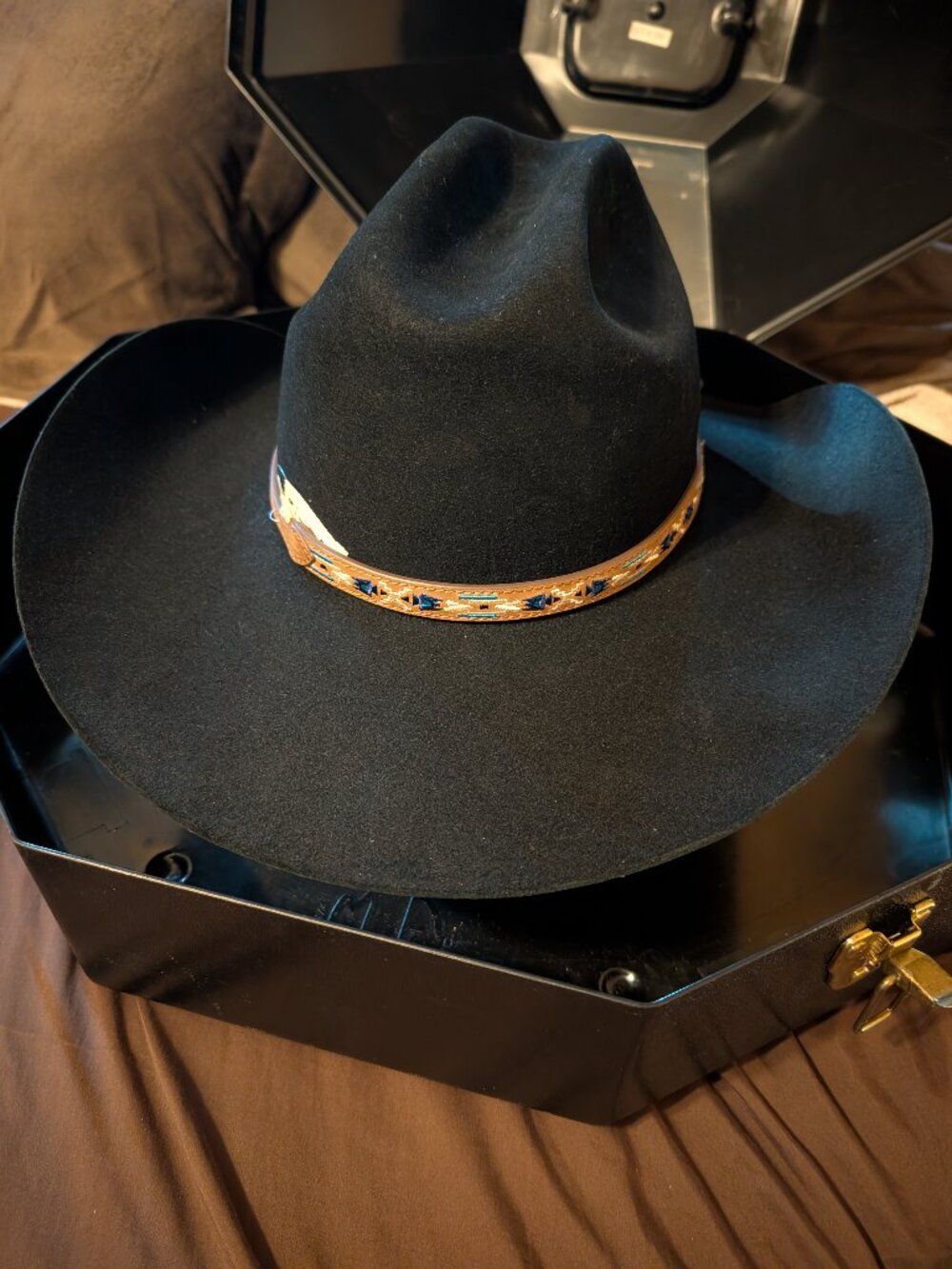 Stetson Cowboy Hat skyline pure felt fur 7 5/8 + By+ hard shell case